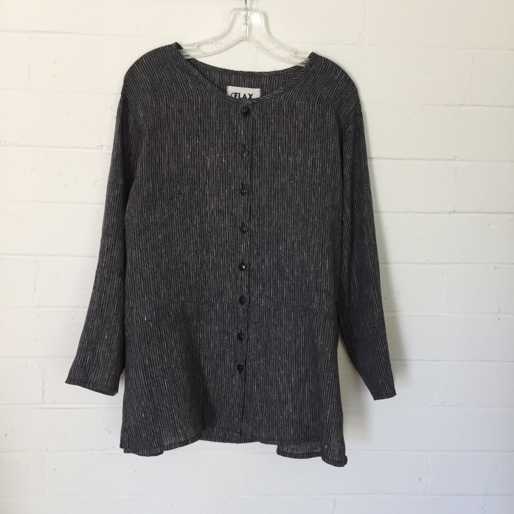Flax Tunic Top Button Front P